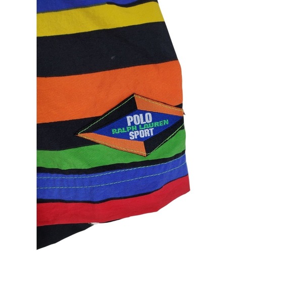 Vtg Y2K Ralph Lauren Polo Sport Shorts Swim Trunks Mens 32 Black Rainbow (33x5) - Picture 6 of 11